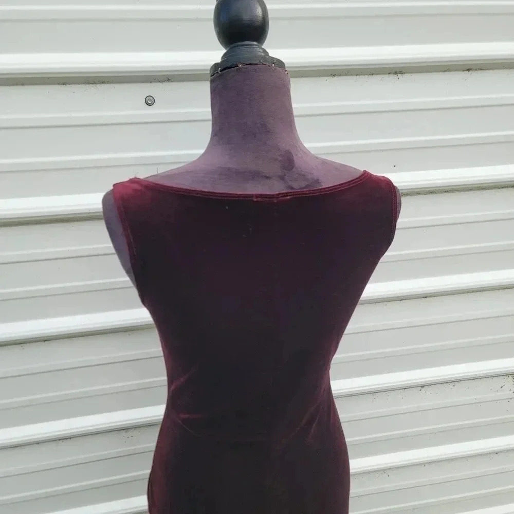 S&G Sac See Girl Soft Velvet Sleveless Burgundy Red Dress Womens Sz S - Picture 3 of 8
